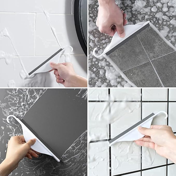 Tiny Bathroom Shower Mirror Squeegee with Hanging Hook, Silicone Mini Kitchen Countertop Squeegee, Water Wiper Scraper Cleaner Tool for Cleaning Sink, Counter, Tiles, Handy Window Glass Water Blade