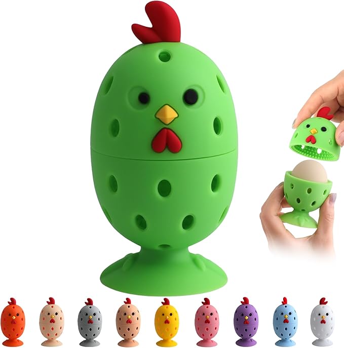 Egg Brush Cleaner, Egg Cleaner for Fresh Eggs, Cute Chick Shaped Egg Wash and Brush, Washing Egg Tool for Standard Sized Eggs (Green)