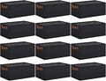 GhvyenntteS Small Fabric Storage Bins 12 Pack, 11.8" x 7.87" x 5.11" Storage Basket with Leather Handles, Closet Storage Bins for Shelves, Storage Baskets for Shelves, DVD Storage (Black)