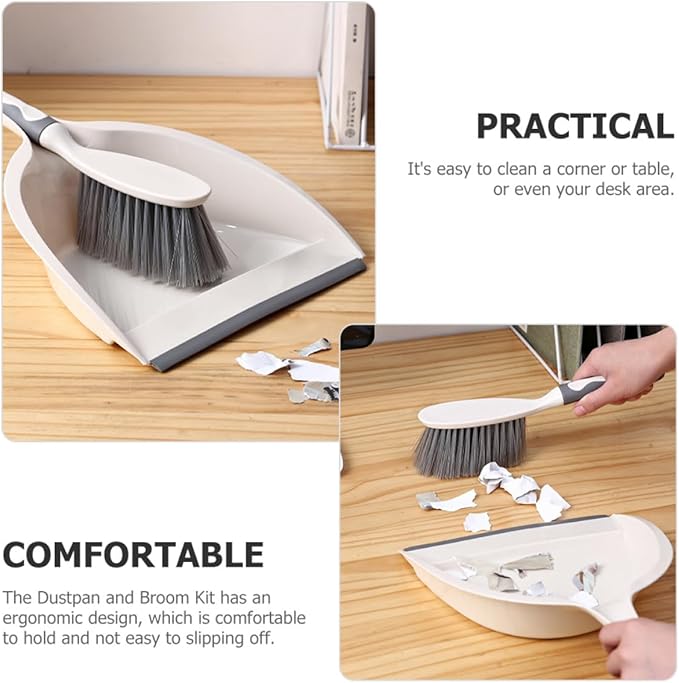 Toyvian Mini Desktop Broom and Dustpan Set, 2pcs Household Cleaning Accessory for Office and Home Use, Portable Handheld Whisk Broom with Dustpan for Keyboard and Sofa Cleaning