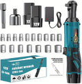 12V cordless ratchet kit, car repair screw and nut disassembly, with quick charger, suitable for home and car repair, is a holiday gift for men. (Battery * 2+multiple accessories)
