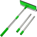 2-in-1 Window Squeegee with 30"-59" Stainless Steel Adjustable Handle - Glass Cleaner for Shower Doors, Car Windshield & High Outdoor Windows