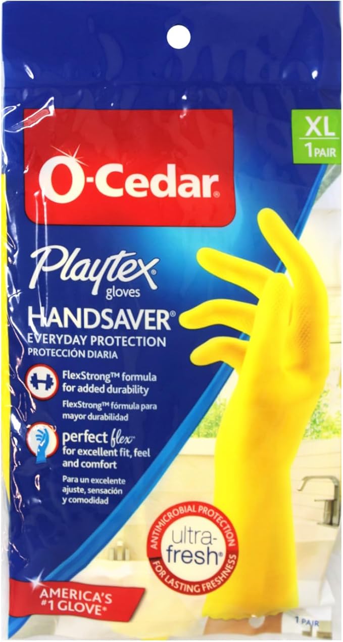 PLAYTEX HandSaver Reuseable Rubber Cleaning Gloves (X-Large, 5 Pairs), Everyday Protection Reusable Household Gloves