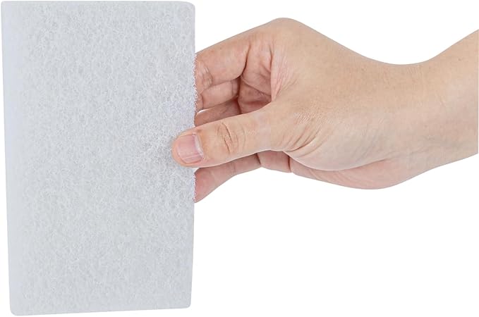 Restaurantware RW Clean 6 Inch x 3.5 Inch x 5.4 Inch Scouring Pads 1 With Handle Scrub Pads - Non Abrasive Heavy Duty White Nylon Scrub Pads For Cleaning For Cleaning Or Scrubbing