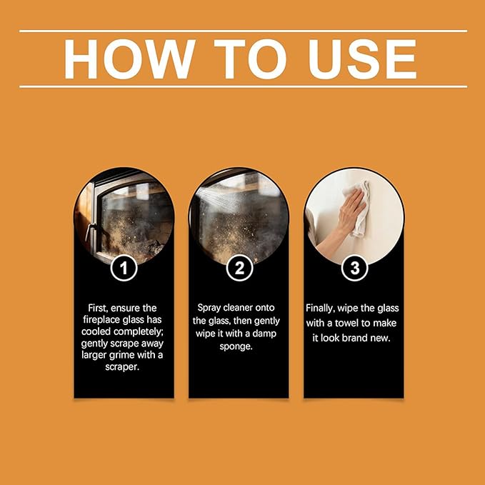 Fireplace Glass Cleaner - Heavy Duty Cleaning Agent, Hearth Cleanes for Glasses Surfaces, Fireplace Cleaner with 150ml Bottle, Cleaning Solution, Glass Cleaners for Steel Grates, Screens, Brick, Tile