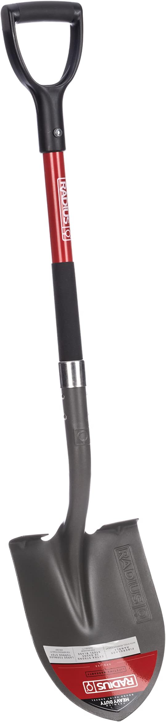 Radius Premium D-Handle Round-Point Shovel, Fiberglass Shaft