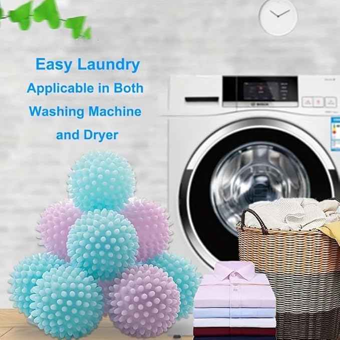 Reusable Laundry Dryer Balls, Pink Plastic Anti-Static Fabric Softener, Reduces Wrinkles, Sustainable Cleaning Supplies, Essential Washing & Drying Aid for Soft, 6 Pack, 2.36 in (Pink)