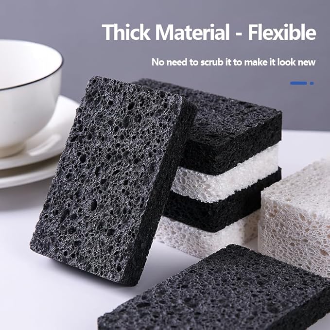 6 - Pack Non-Scratch Scrub Sponges - Sponges for Dishes and Washing Dishes, Cleaning Sponges for Kitchen Home and More（Black）