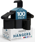 Utopia Home Plastic Hangers 100 Pack - Perfect Space Saving Clothes Hanger - Durable and Strong - Perfect Closet Organizers with Shoulder Grooves (Black)