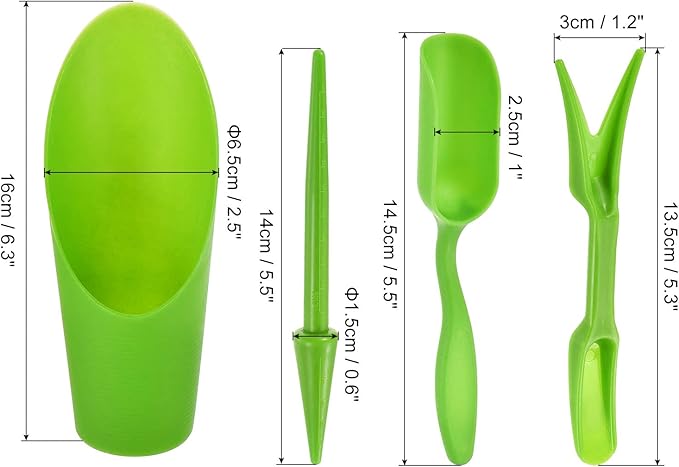 MECCANIXITY Garden Shovel Hand Tools Transplanting Succulent Cultivation Digging Scoops Kits, Green