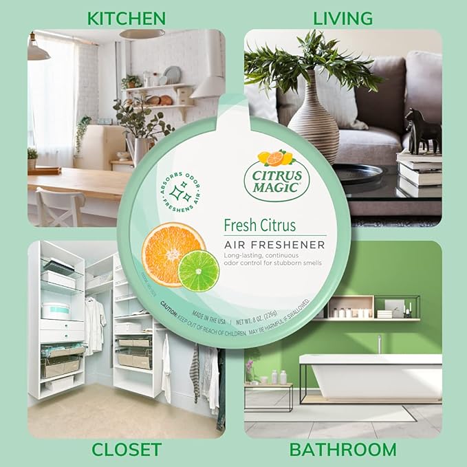 Citrus Magic Odor Absorbing Solid Air Freshener, Fresh Citrus, 8-Ounce, Pack of 1