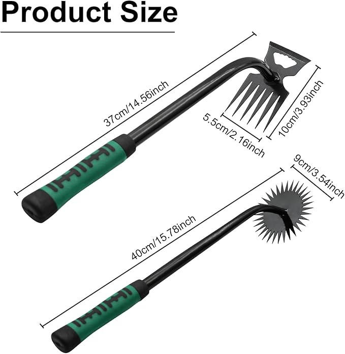 2 Pack Uprooting Weed Pulling Tools,Garden Hand Weeder Tools, Manual Multifunctional Weeders Gardening Tools for Yard and Garden(5Tines+11Tines)