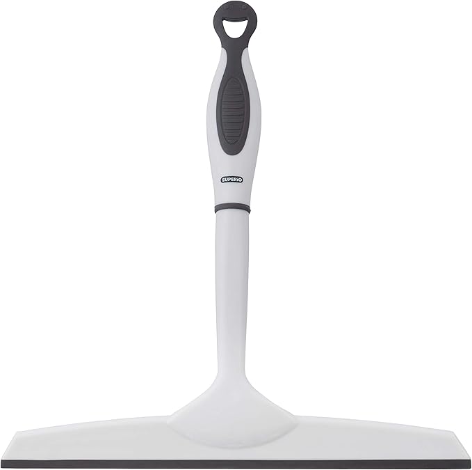 Superio Rubber Squeegee Grey 10", Streak Free All Purpose Window Squeegee, Comfort Grip Handle and Hanging Hook.