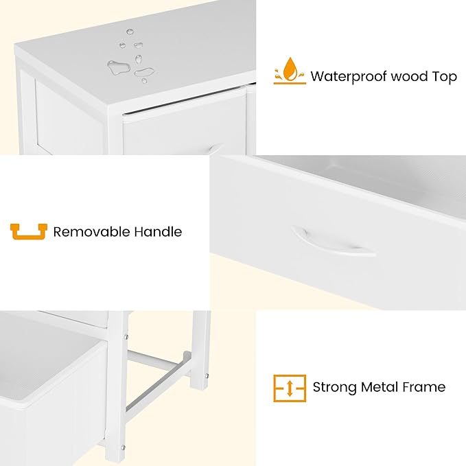 Homeiju Stackable 4-Drawer Fabric Dresser with Waterproof Wood Top – Closet Organizer & Storage Drawers for Bedroom, Modern Metal Frame Design (3 Tier)