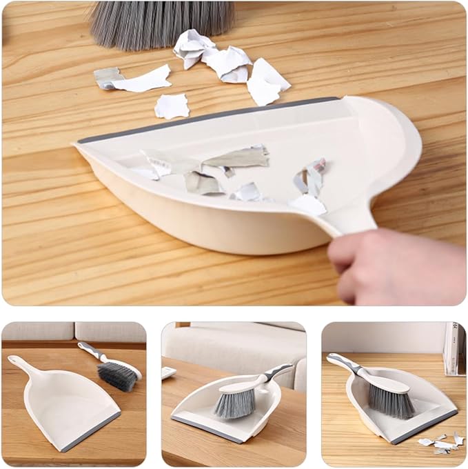 Toyvian Mini Desktop Broom and Dustpan Set, 2pcs Household Cleaning Accessory for Office and Home Use, Portable Handheld Whisk Broom with Dustpan for Keyboard and Sofa Cleaning