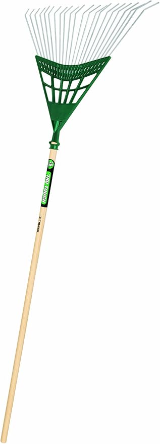 Truper 30454 Tru Tough 48-Inch Plastic Steel Leaf Rake, 24-Inch Head, Wood Handle