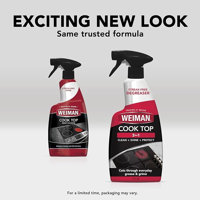 Weiman 2-Pack Cooktop Cleaning Spray & Microfiber Cloth – Cooktop & Oven Cleaner for Streak & Residue Free - Non-Abrasive Degreaser Safe for Glass & Ceramic