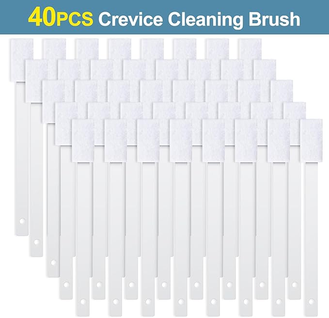 Ouligay 40PCS Disposable Crevice Cleaning Brushes Crevice Cleaning Tools Crevice Hole Brush Disposable Toilet Brush Keyboard Scrub Brush for Window Groove,Door Track, Keyboard,Grooves(White)