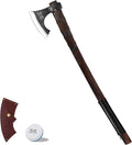 JXE JXO 31.5 Inch Axe, Splitting Axe 1065 High Manganese Steel, Hickory Handle with Leather Sheath
