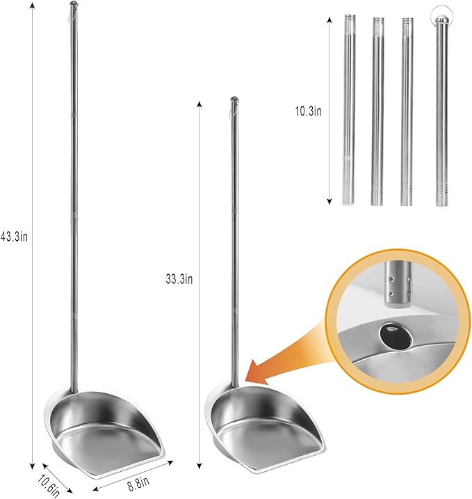 Broom and Dustpan Set with Long Handle, Heavy Duty Broom with Dustpan Combo Set, Windproof Upright Stainless Steel Dust Pan with Kitchen Brooms for Home Office Lobby Indoor Outdoor Use, Khaki