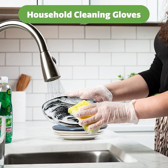 GUSTO Disposable Vinyl Gloves – Clear, Latex-Free, Powder-Free, BPA-Free – Safe for Food Handling, Cooking & Cleaning