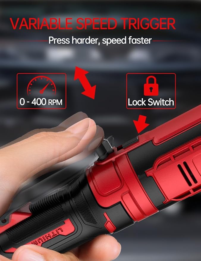 3/8 Inch Cordless Ratchet Wrench, for Milwaukee M18 Battery, 88Ft-Lbs, 0-400RPM, Electric Ratchet Wrench Set with Variable Speed Trigger, Reinforced Head, R&F Switch, 7 Sockets, 3/8" to 1/4" Adapter
