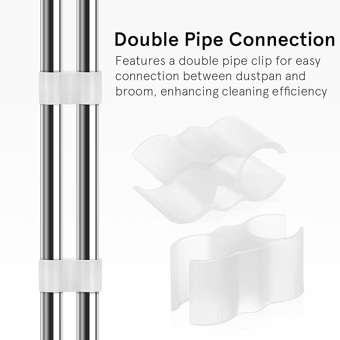 Toyvian Broom-Dustpan Coupling Clip 2pcs Double Pipe Clamp Dustpan Holder Secure Cleaning Link for Broom and Dustpan Set Household Cleaning Tool Accessory