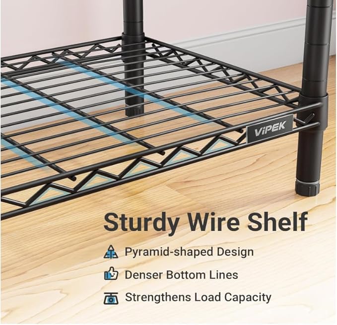 VIPEK V50 Extra Large Closet Rack Heavy Duty Garment Rack Freestanding Wardrobe with Shelves, Portable Metal Clothing Rack for Hanging Clothes, Adjustable Open Closet System, 1300 lb Capacity, Black