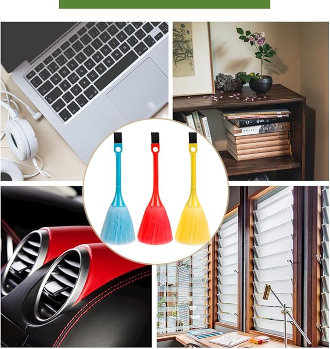 ZORZA 3Pcs Mini Dusting Brush Fluffy Microfiber Duster Anti Static Keyboard Brush Computer Screen Brush Dusting Tools for Electronics' Dusting Needs(3 Colors)