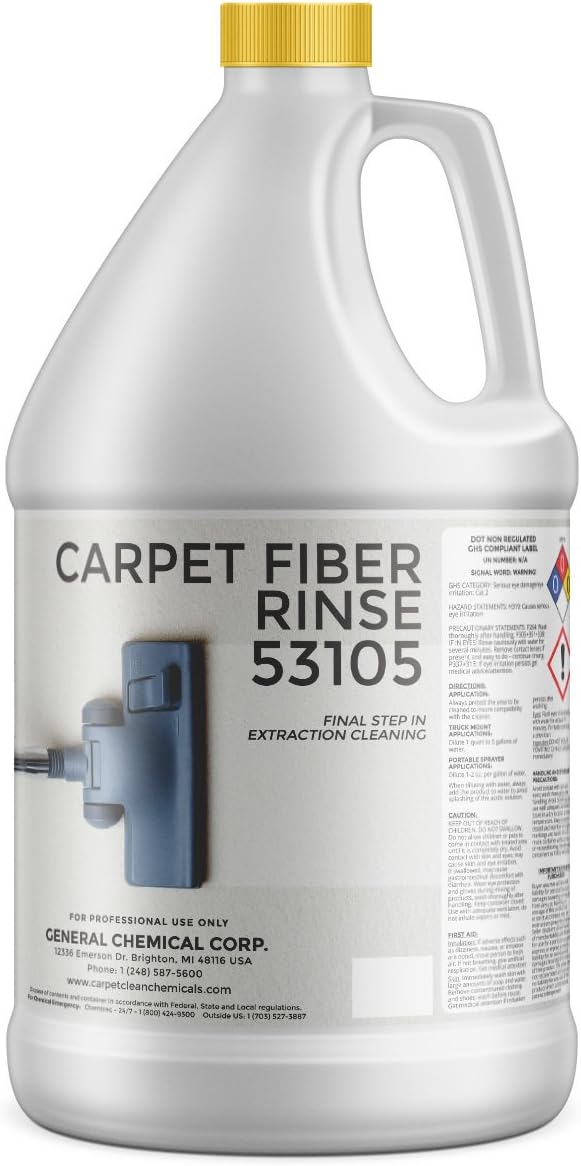 CarpetGeneral- Carpet Fiber Rinse & Odor Neutralizer Solution 53105|Prevent Browning, Bleeding & Odors with Top Carpet Cleaner Liquid|Carpet Fiber Rinse Professional Residue Attracting Agent -1 Gallon