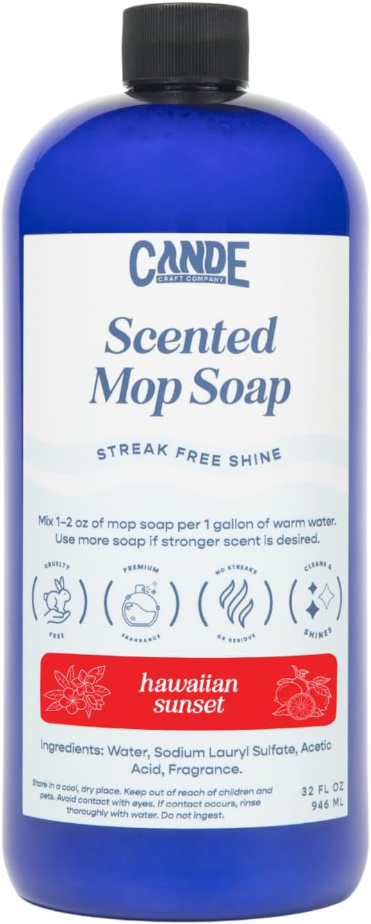 CANDE Mop Soap - Highly Scented Mop Soap, Luxury Floor Cleaner, Premium Fragranced Floor, Streak-Free Shine, 32 oz (Hawaiian Sunset)