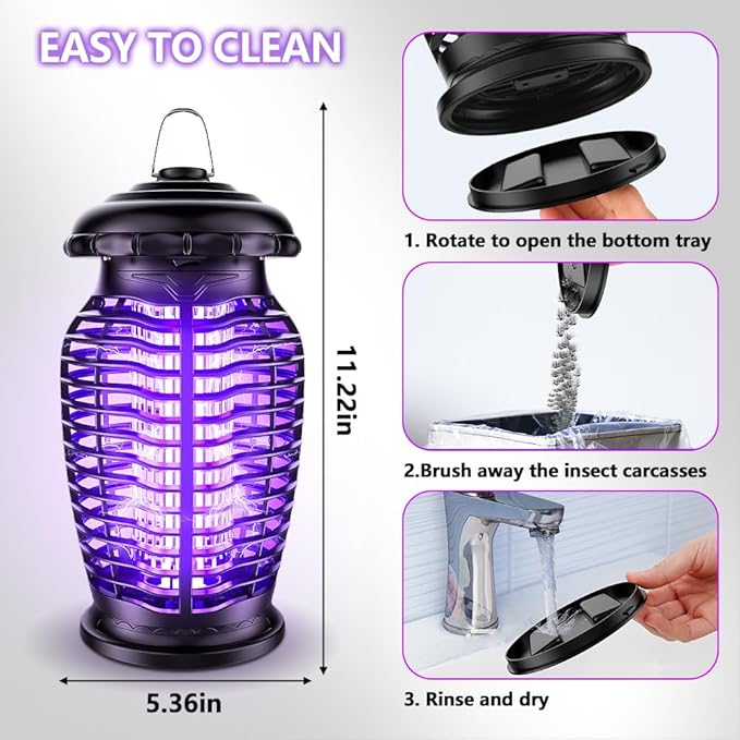 Bug Zapper Indoor & Outdoor, 4200V Mosquito Zapper, 15W Fly Zapper, Mosquito Killer, Fly Traps, Flying Insects Zapper Indoor Outdoor