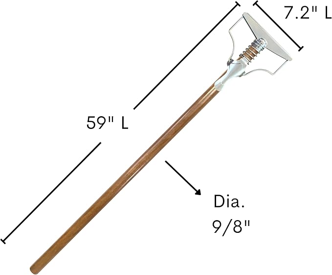 59" Mop Spring Commercial Grade Mop Handle Pack of 2 Industrial Strength Wooden Handle Wet Mops for Floor Cleaning Heavy Duty (Mop Heads Not Included)
