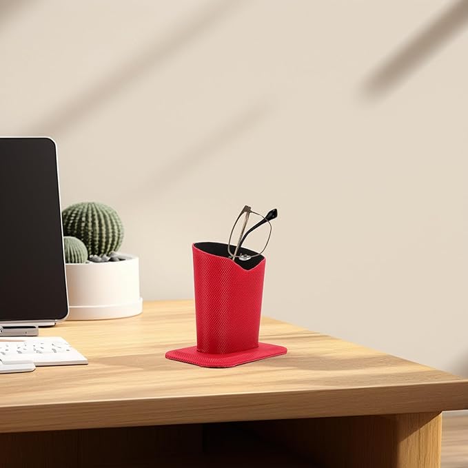 BESPORTBLE Red Oxford Cloth Eyeglasses Holder Stand for Desk and Nightstand Stable Upright Support Glasses Organizer for Home and Office Protective Display for Sunglasses and Eyewear