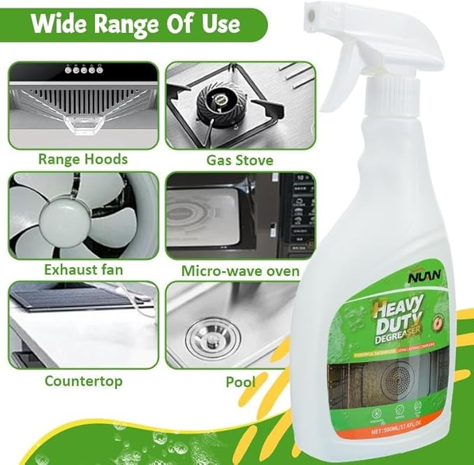 NUAN Heavy Duty Degreaser Spray, 500ML Kitchen Cleaner Spray, All Purpose Cleaner Multi Purpose Degreaser Cleaner Spray Removes Grease, Grime, And Stains On Microwave & Oven & Stove Top