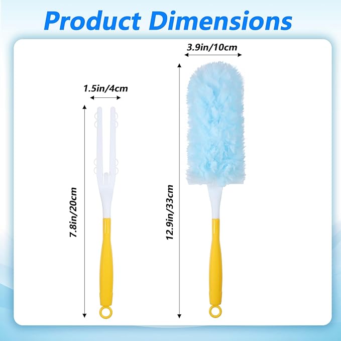 50 Pcs Duster Refills, 360° Dust Removal Brush Disposable Replacement Head with 1 Short & 1 Extendable Handle, Polyester Fiber for Electronics, Furniture, Blinds, Ceiling Fans, Walls