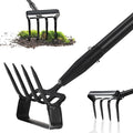 Stirrup Hoe, Heavy Duty Hula Hoe with 32-62" Adjustable Long Handle, 2 in 1 Action Hoe with Cultivator Rake, Scuffle Hoe, Hula Hoe Garden Tool for Weeding Grass, Loosening Soil, Sharp Blade, Black