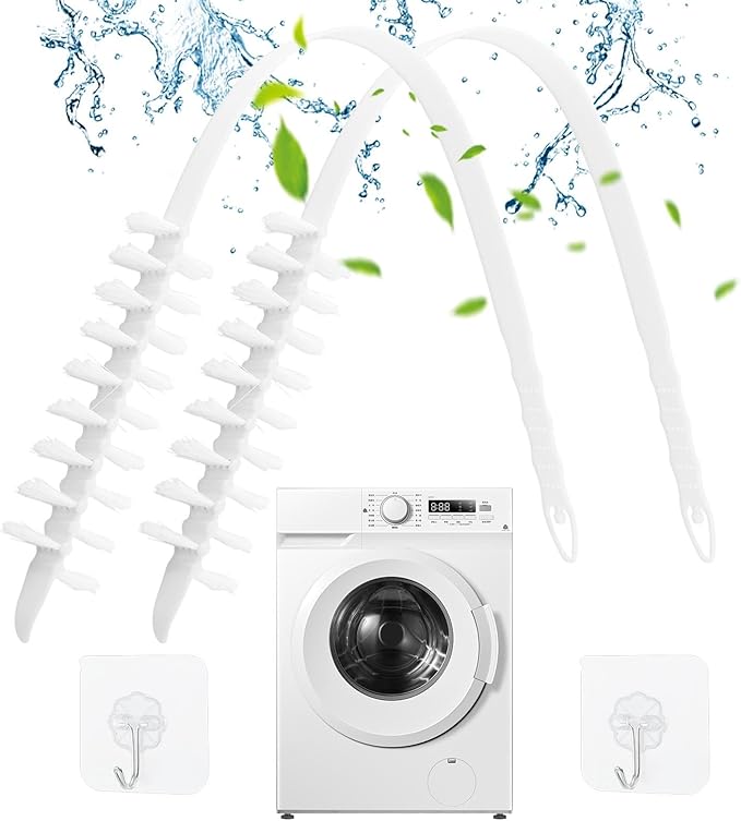 2PCS Washing Machine Cleaning Brush,Rolling Washing Machine Cleaning Brush,Washing Machine Cleaner Front Loader,Washing Machine Cleaning Tools with Storage Hook(23.23x5.51x1.38inch)