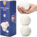 Wool Dryer Balls Handmade 3 Pack XL,Organic Laundry Dryer Balls,100% New Zealand Wool Natural Fabric Softener,Reusable 1000 Loads,Wrinkles Free, Shorten Drying Time,Baby Safe (3 Pack,White)