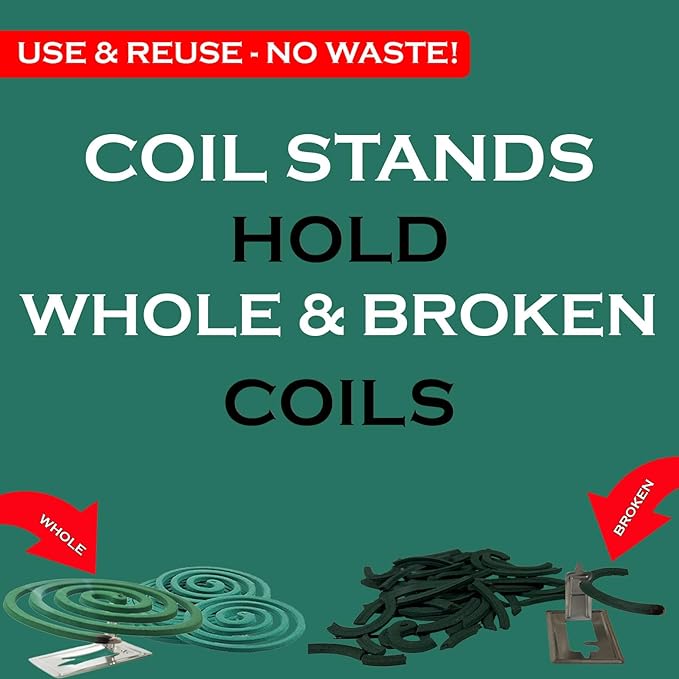 W4W Mosquito Repellent Coils - Outdoor Use Reaches Up to 10 feet - Each Burns for 5-7 Hours (Three Pack Contains 12 coils & 6 Stands)