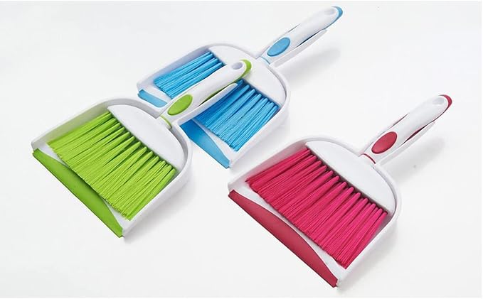 Mini Broom and Dustpan Set-Mini Whisk Set for Desk, Housekeeping, Office, Kitchen, Pet Nest, etc.,Daily Cleaning Necessity Plastic Mini Dustpan Set (Light Green)