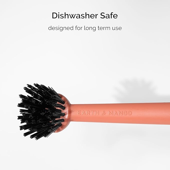 Earth & Mango Magnetic Dish Brush & Scraper, Snaps to Sink, Non-Scratch, Dishwasher Safe, Dish Scrubber – Terracotta Clay