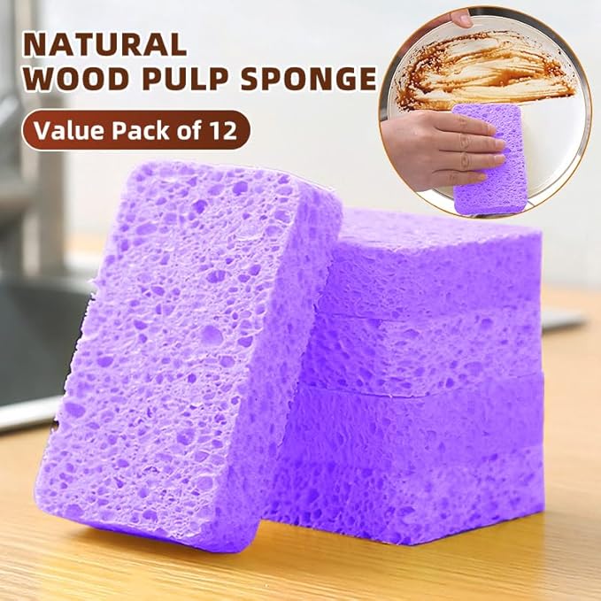 6 - Pack Non-Scratch Scrub Sponges - Sponges for Dishes and Washing Dishes, Cleaning Sponges for Kitchen Home Office, Magical 3D DIY Art and Craft Suppliers（Purple）