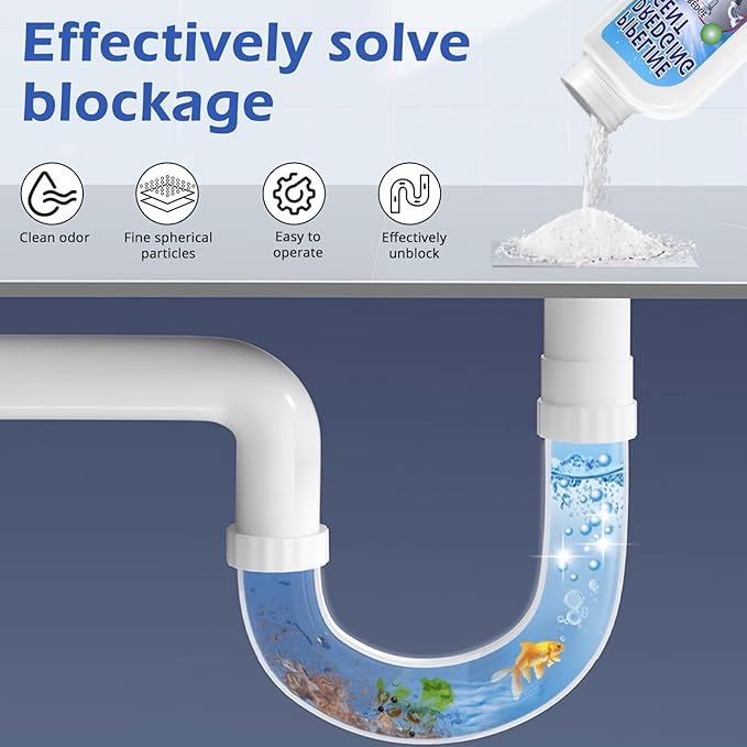 Pipeline Dredging Agent-Drain Clog Remover, 350ml Kitchen Unblocker,Powerful Pipe Unclogger Powerful Sink,Unclog Toilet Clog And Kitchen Sink Pipe Unblocker Powder (Pack of 1)