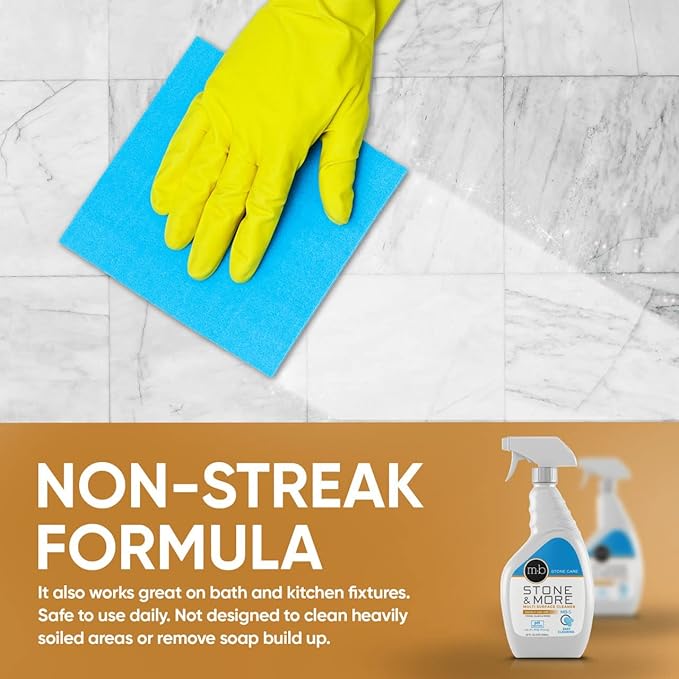 MB-5 Stone & More, All Purpose Cleaning Spray Kitchen Counter Cleaner Spray for Marble and Granite– No Streak Formula for Stone, Glass, Granite, Ceramic, Corian, Porcelain (32 oz)
