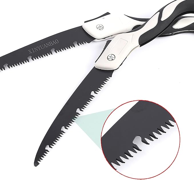 Folding Saw with Rubber Handle, 27.5 Inch Manganese Steel SK-5 Blade Pruning Saw for Hunting, Gardening, Camping and Trimming (blade 31cm)