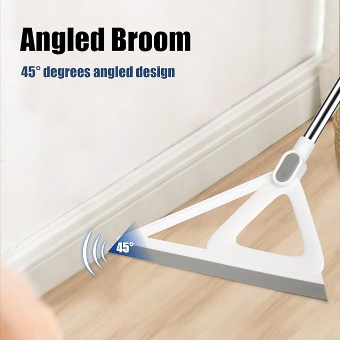 Multifunction Silicone Broom，Squeegee Broom Sweeping Water and Pet Hair，Rubber Broom Sweeper for Floor Bathroom Kitchen Shower，Rugs，Glass Windows（White）