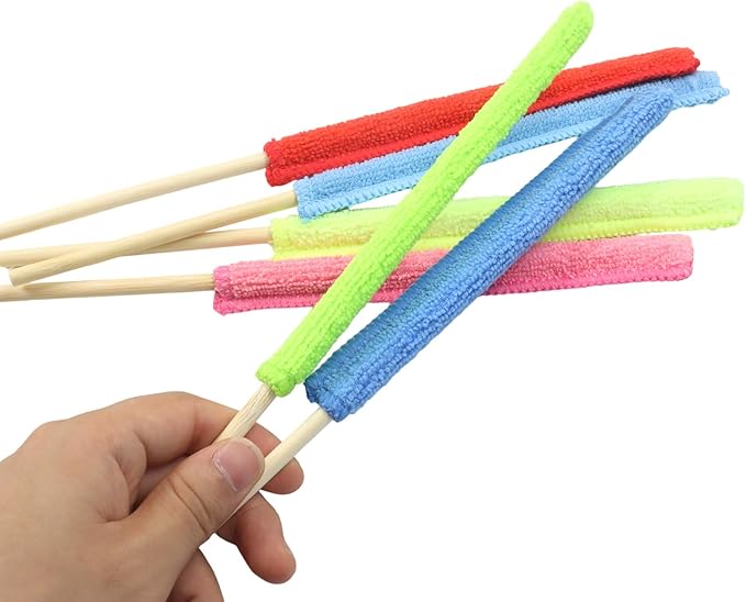 12 Pcs Microfiber Detail Duster Sticks, Mini Duster Crevice Cleaning Tool Kit for Car Air Vents, Home Blinds, Fans, Windows, Small Spaces, Gap Dust Cleaner