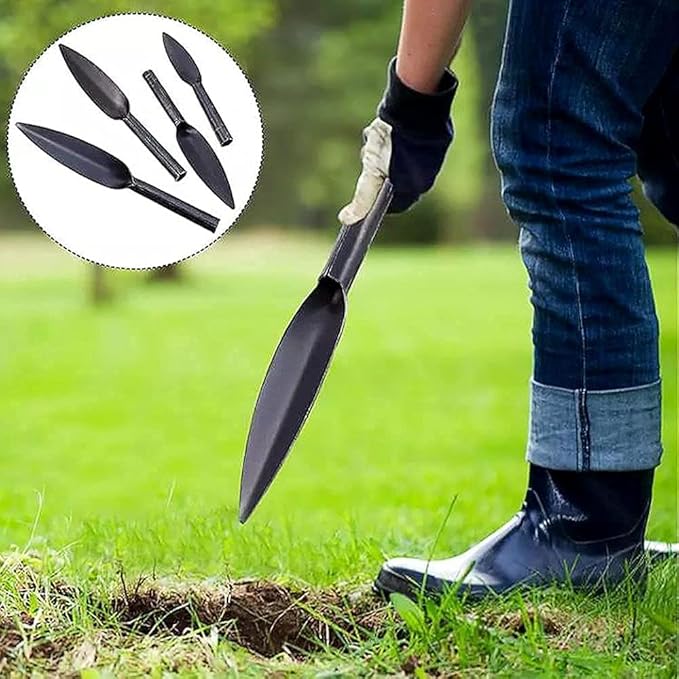 Willow Leaf-Shaped Garden Trowel Tool 12-inch Hand Shovel High-Carbon Steel Material One-Piece Forged Heavy Duty Manual Tool Potting Digging Transplanting Planting Weeding (Grey)