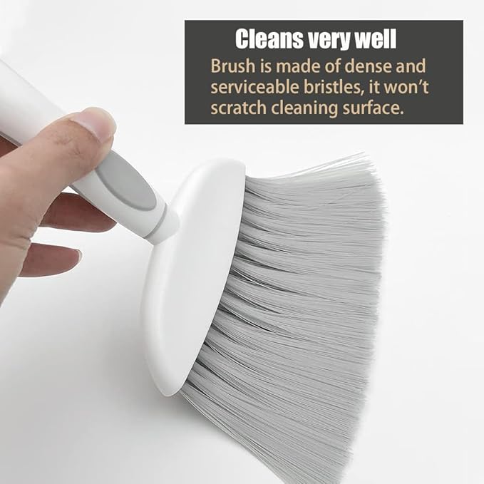 Dust pan, Small Broom and Dustpan Set, Mini Dustpan and Brush Set, Small Hand Broom with Dust Pan for Desk Table Cat Litter - Compact Hand Broom for Kitchen Counter Crumbs, RV Living Essentials (Gray)